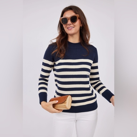 Sail to Sable Sweaters - NWT Sail to Sable x Tuckernuck Navy Ivory Roll Neck Nautical Striped Sweater S